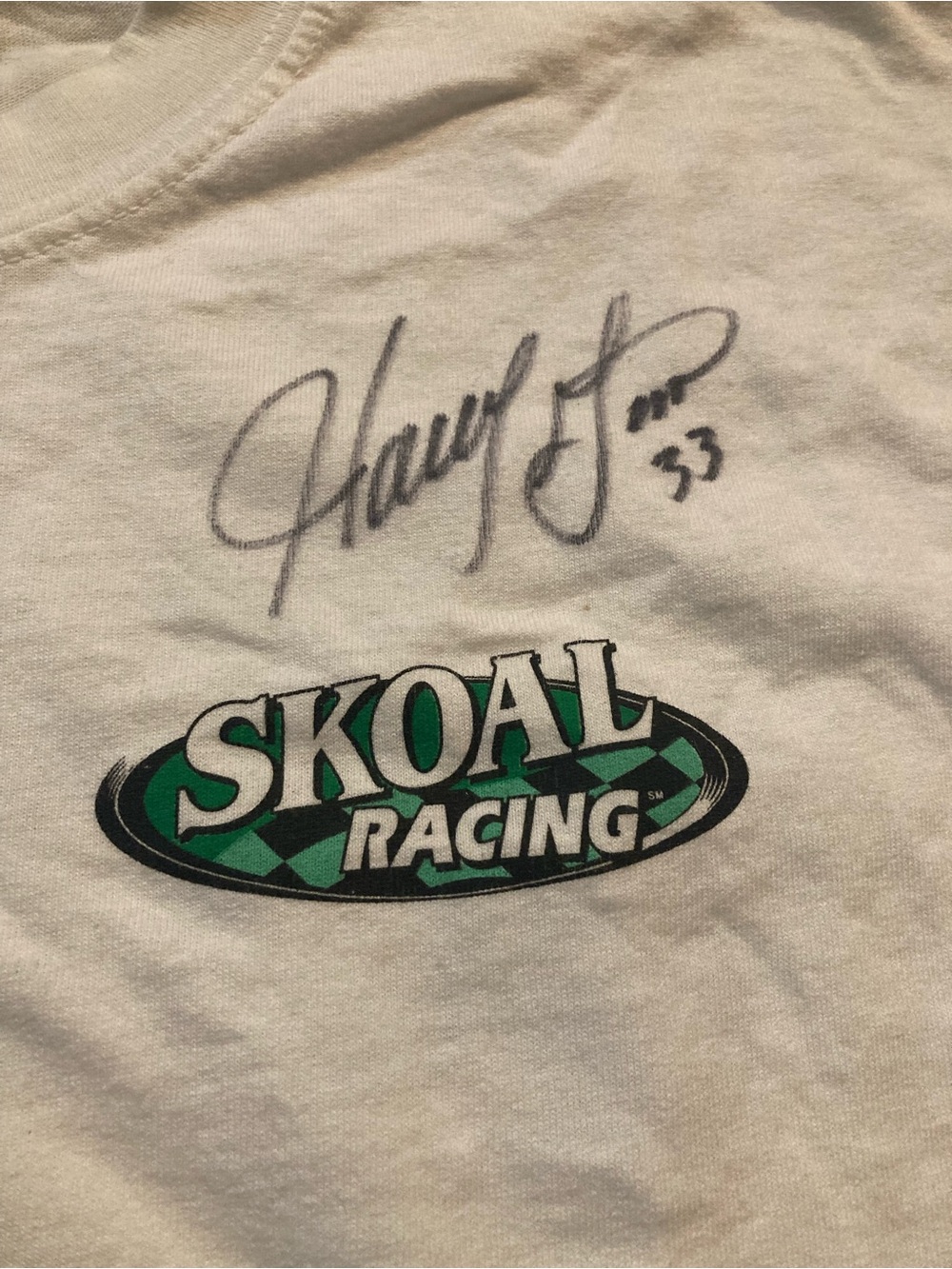 Vintage Skoal Racing Signed Harry Gant #33 White Tee Shirt size XL